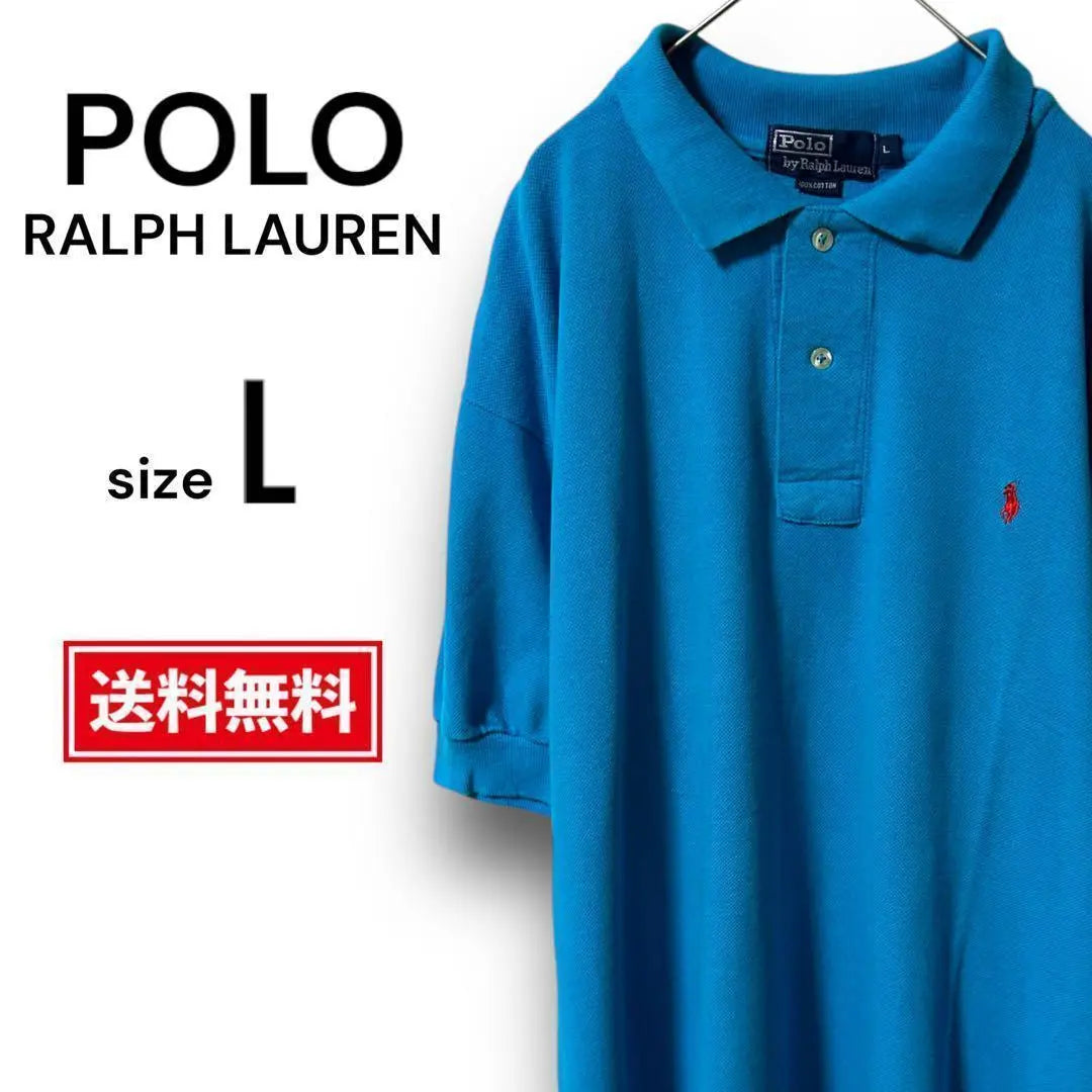 [Good condition, free shipping] Polo Ralph Lauren Men's L Polo Shirt Blue Polo