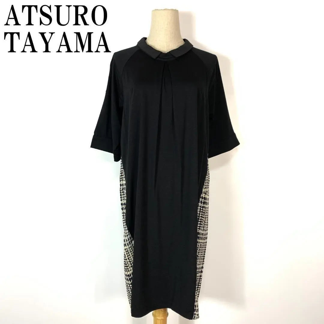 ATSURO TAYAMA Vestido con cuello, estampado integral, negro 36 B6150