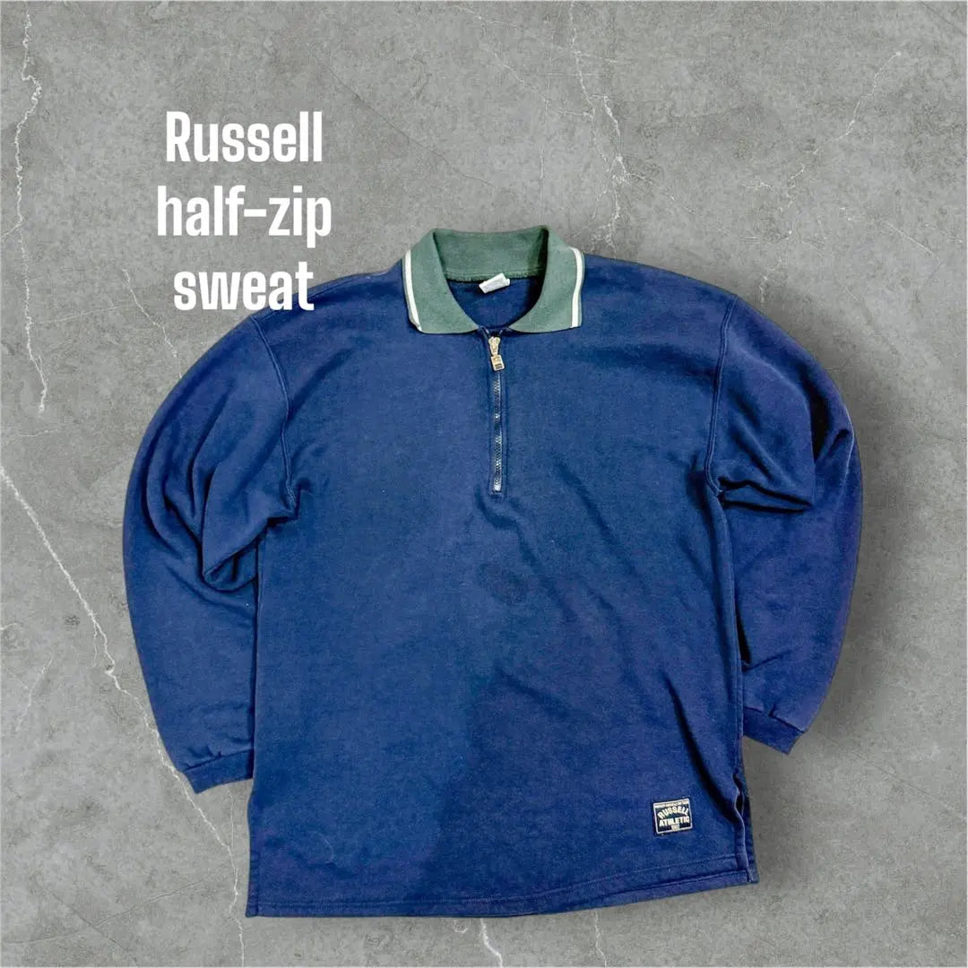 Russell USA Made [Used Clothing] Rare Half Zip Sweatshirt 90's