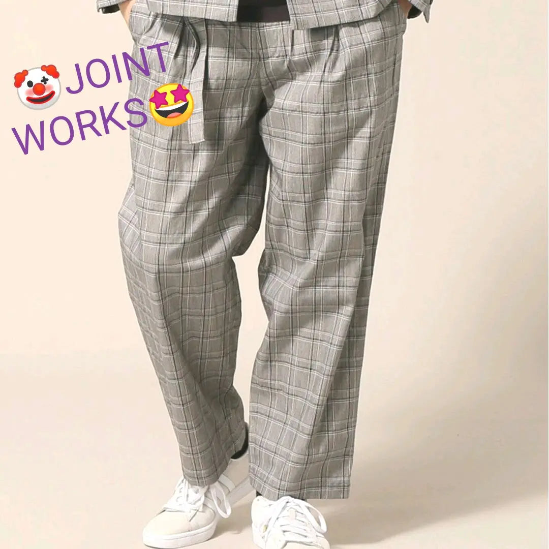 New, unused, joint work pants, trousers, checkered pattern, unisex