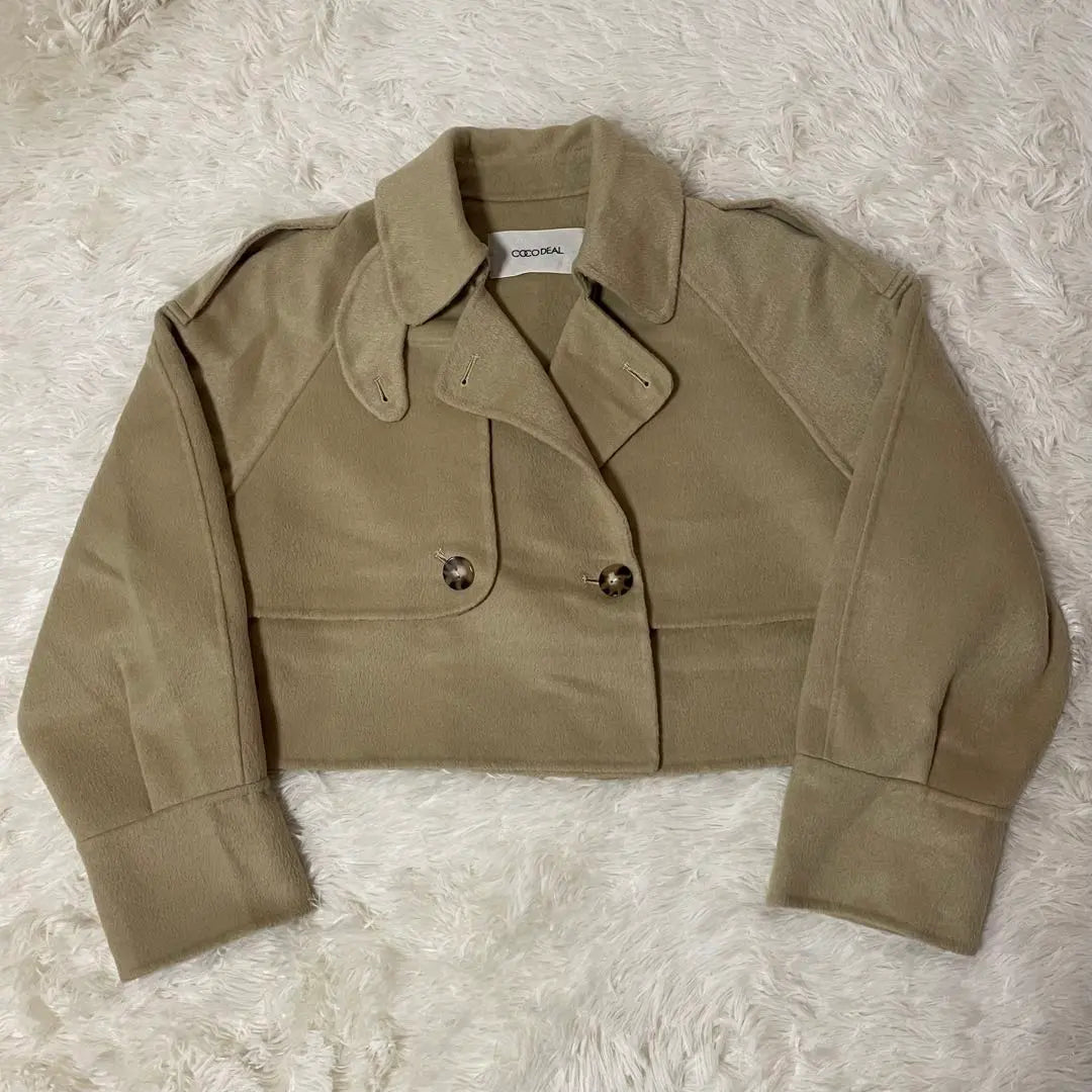 CocoDeal Short Trench Jacket Beige Wool Blend Size 2