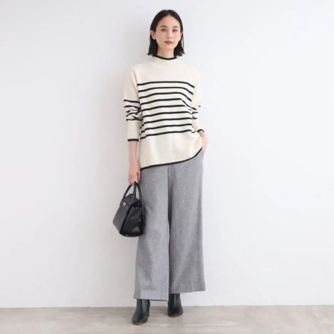 [With unused tag] Indivi [Cashmere blend/back slit] High neck knit