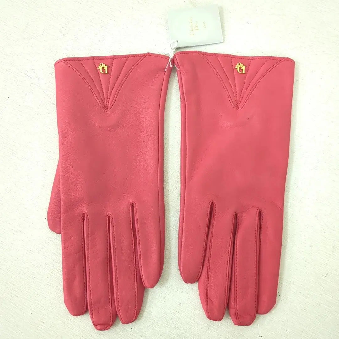 Christian Dior Leather Gloves Gloves Leather Pink Size 20cm