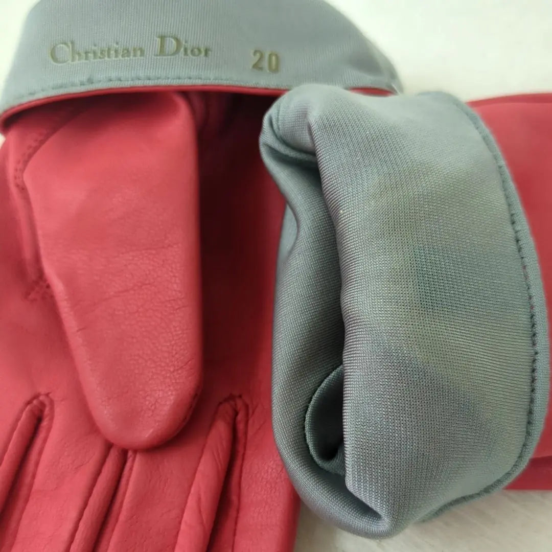 Christian Dior Leather Gloves Gloves Leather Pink Size 20cm