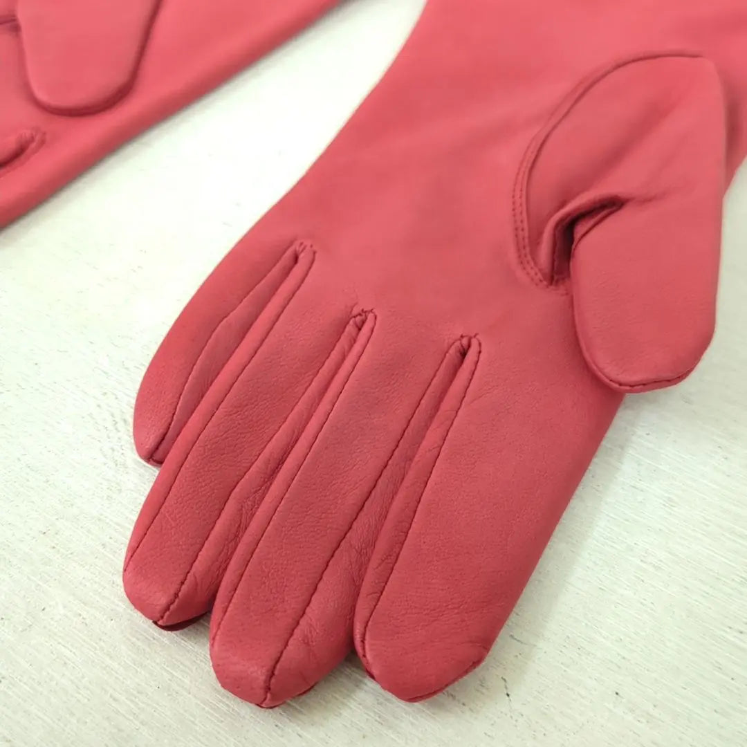 Christian Dior Leather Gloves Gloves Leather Pink Size 20cm