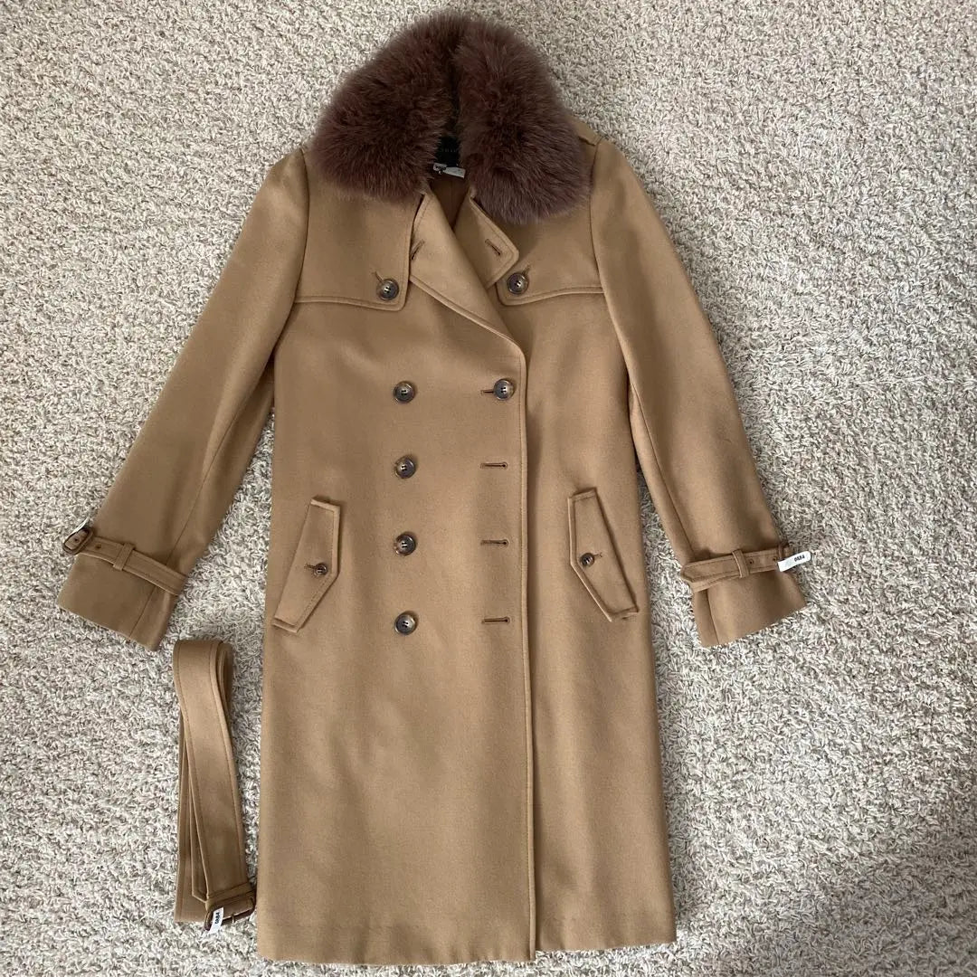 SHIPS Beige Double Breasted Wool Trench Coat