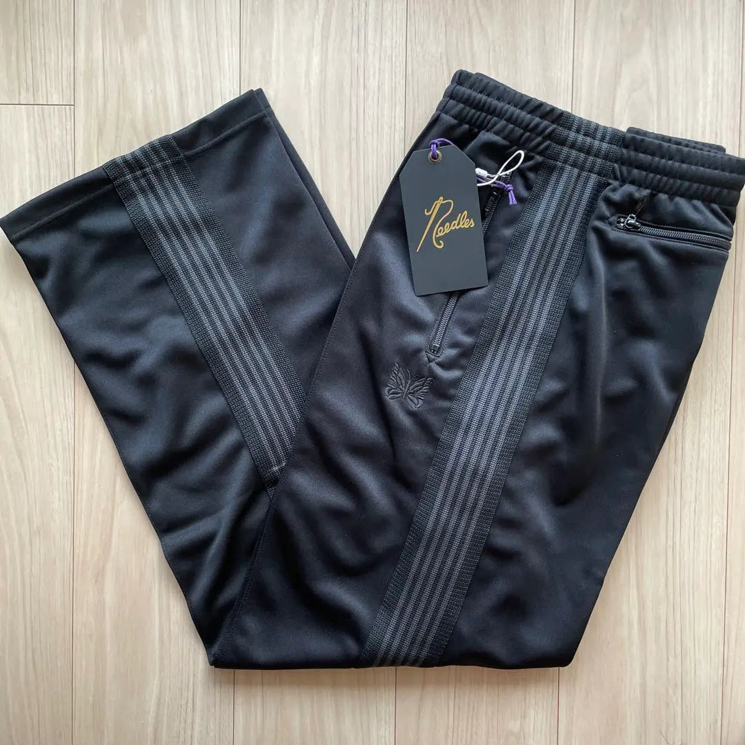 Pantalones deportivos negros y grises con agujas de corte recto XL