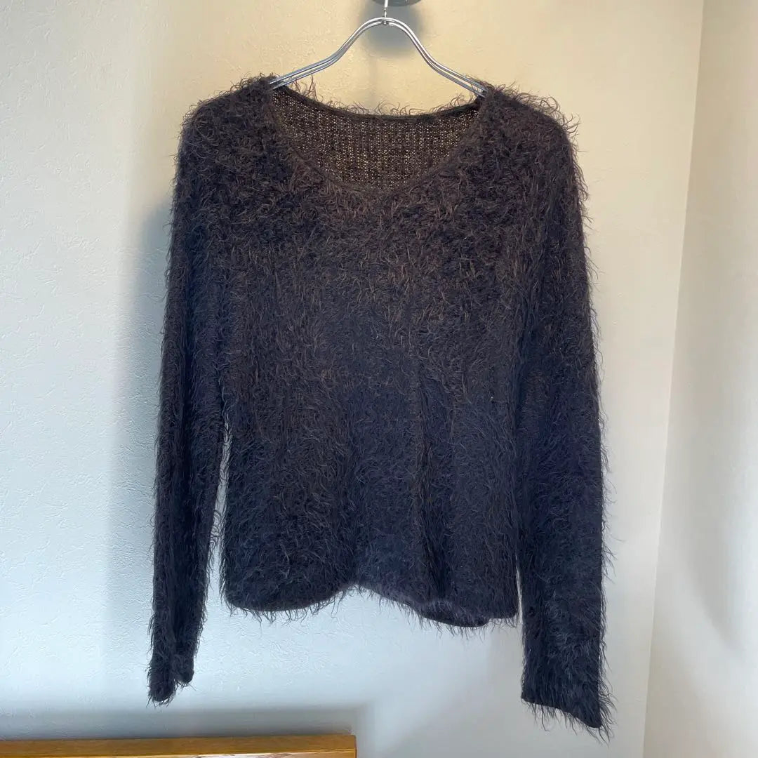 Black Mohair Knit Vintage Old Clothes Women's Sweater