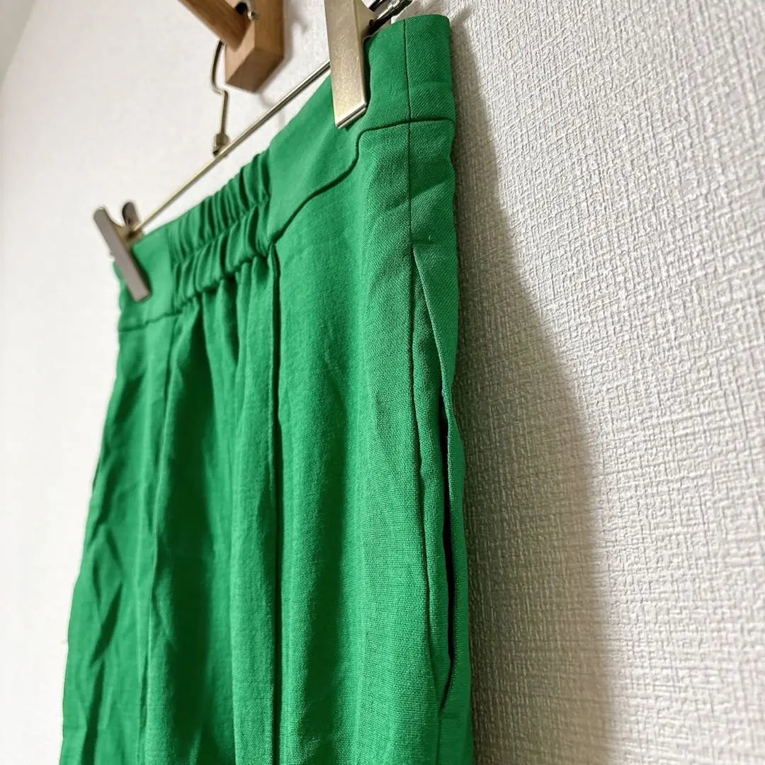 [Good condition] chouette green long skirt zipper slit [36]