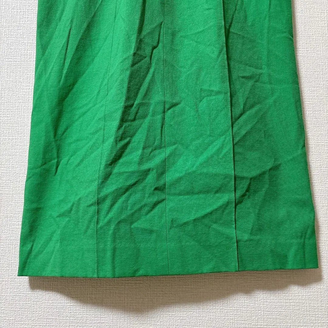 [Good condition] chouette green long skirt zipper slit [36]