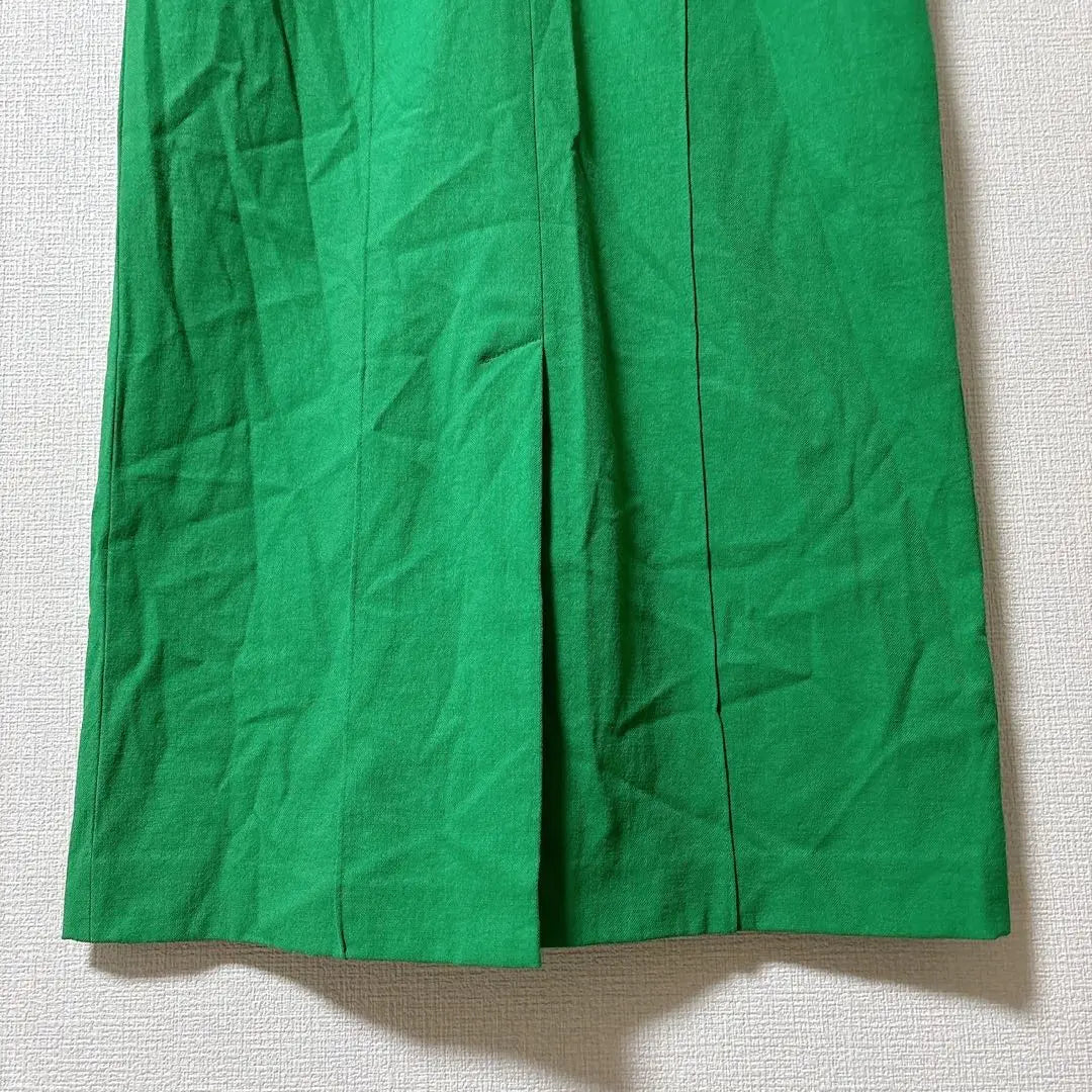 [Good condition] chouette green long skirt zipper slit [36]