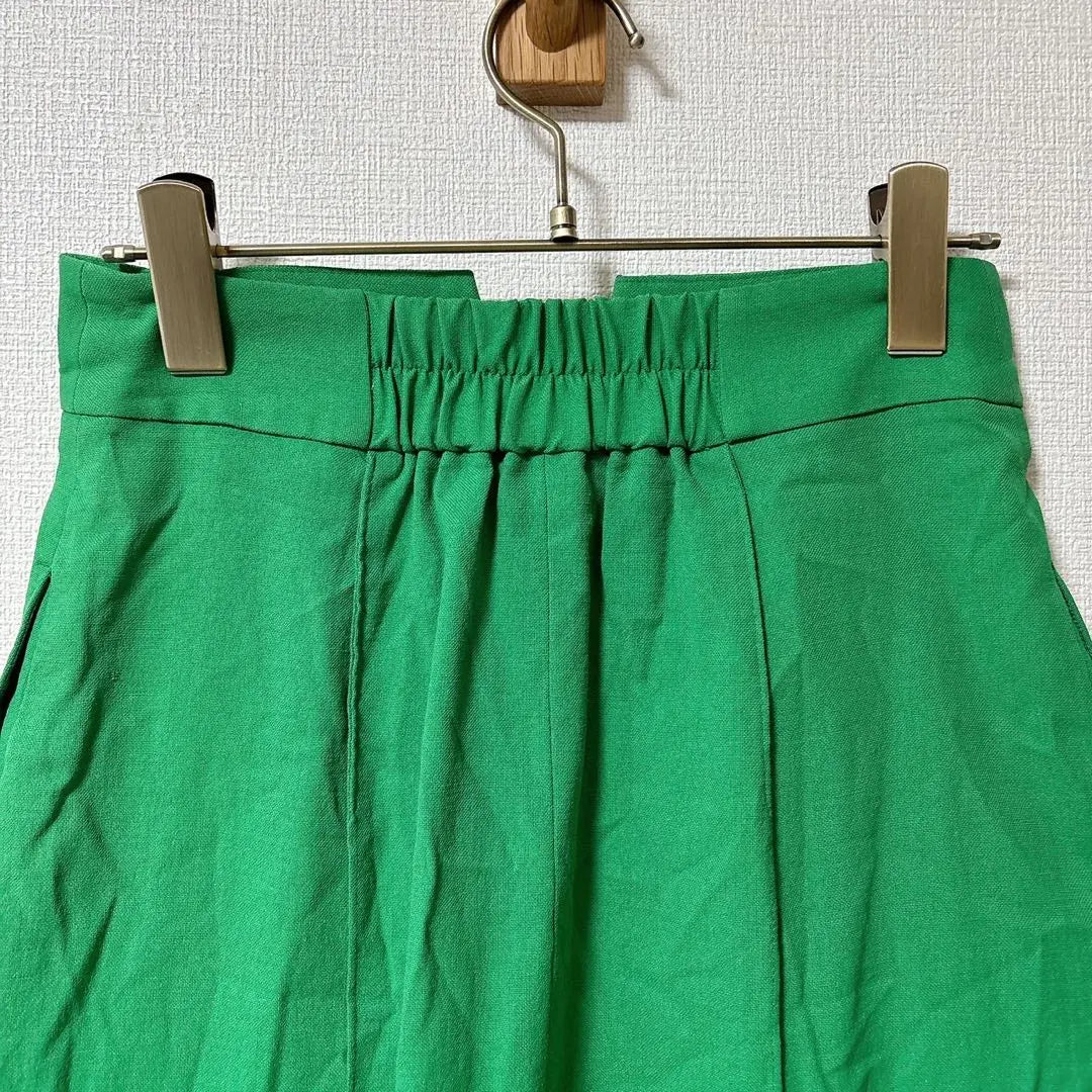 [Good condition] chouette green long skirt zipper slit [36]