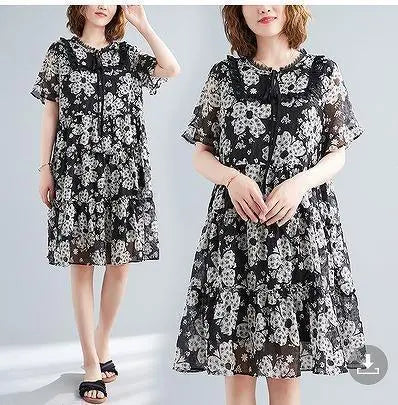 Talla grande para mujer, primavera, verano, vestido floral, nuevo, manga corta, otoño | 大きいサイズ レディース 春 夏 花柄 ワンピース 新品 半袖 秋