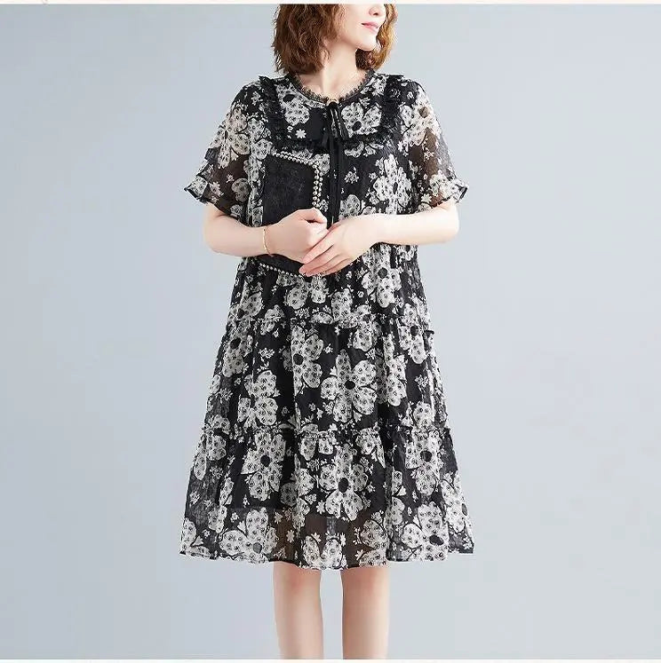 Large size for women, spring, summer, floral dress, new, short sleeves, autumn | 大きいサイズ レディース 春 夏 花柄　ワンピース　新品 半袖　秋