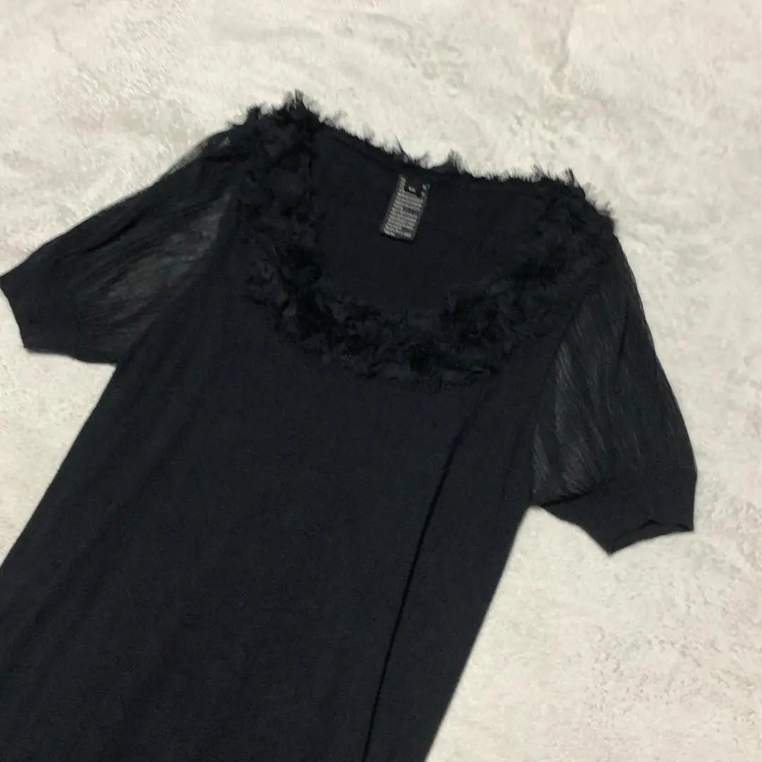 Item eligible for donation: Sov. Sov, lace, French sleeve dress, knit, black