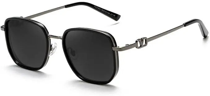 Gafas de sol de moda Gafas de sol para mujer y hombre Polígono Metálico Pistola Negro