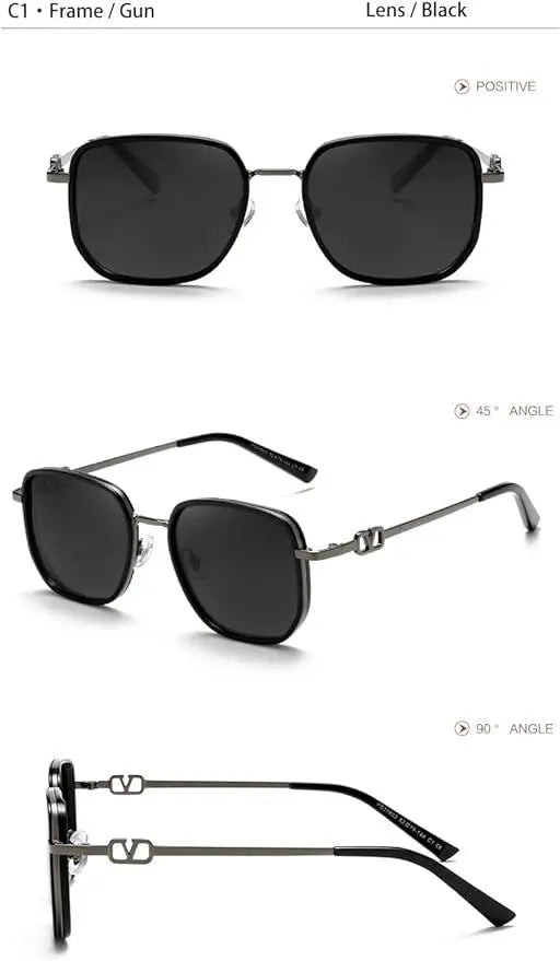 Fashion Sunglasses Women's Men's Sunglasses Polygon Metallic Gun Black