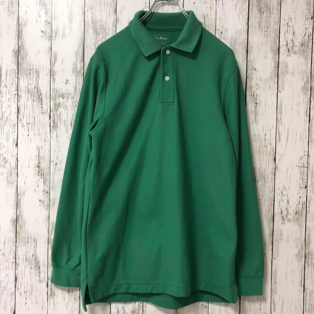 L.L.Bean USA vintage clothing long sleeve polo shirt green men's