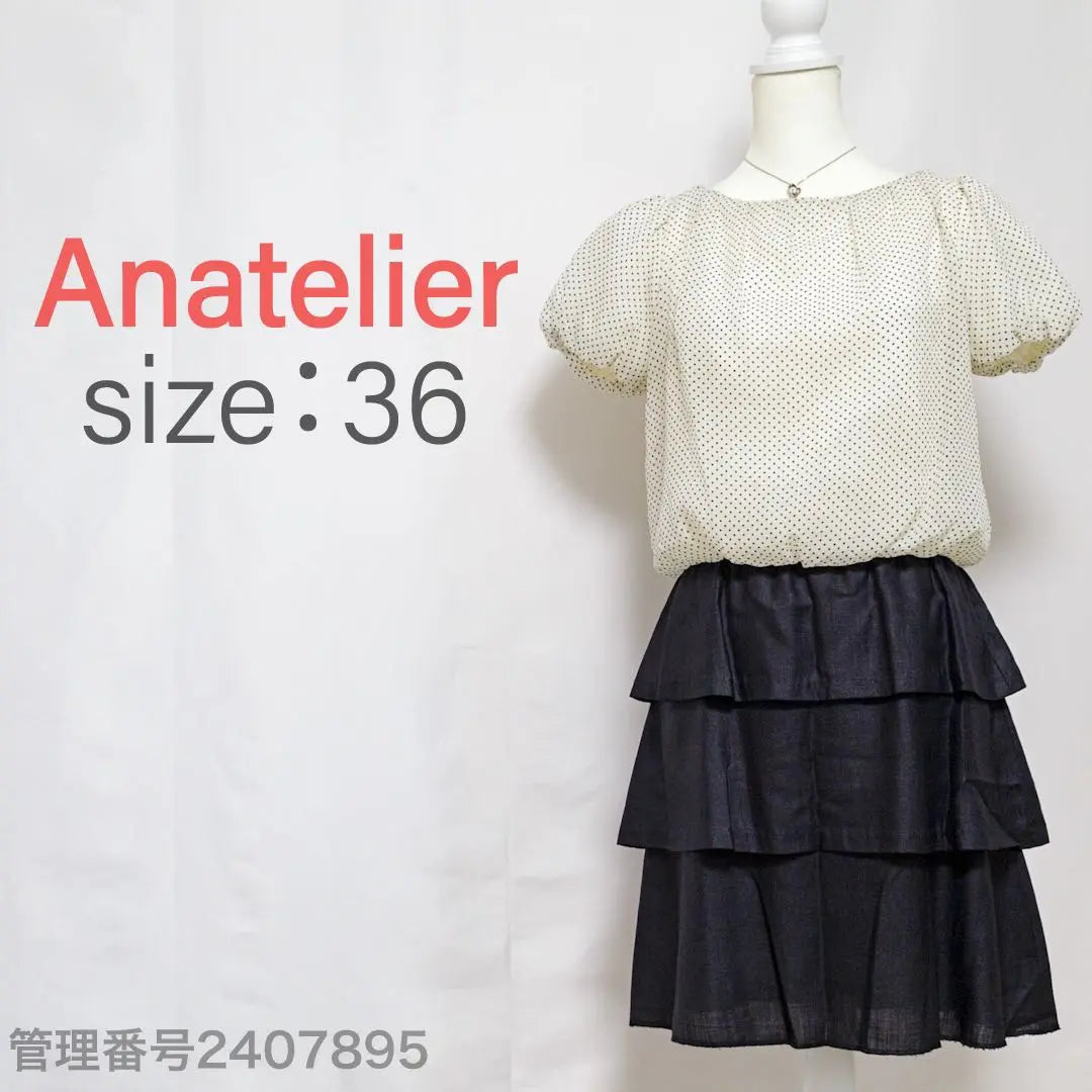 [Beautiful goods] Anatorier dot pattern tops teasydo one -piece boat neck M