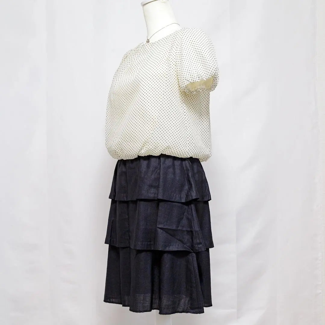 [Beautiful goods] Anatorier dot pattern tops teasydo one -piece boat neck M