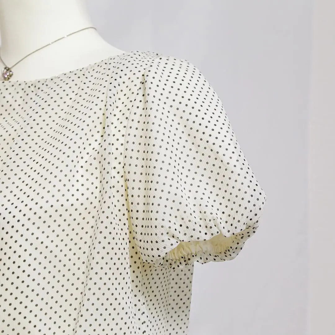 [Beautiful goods] Anatorier dot pattern tops teasydo one -piece boat neck M