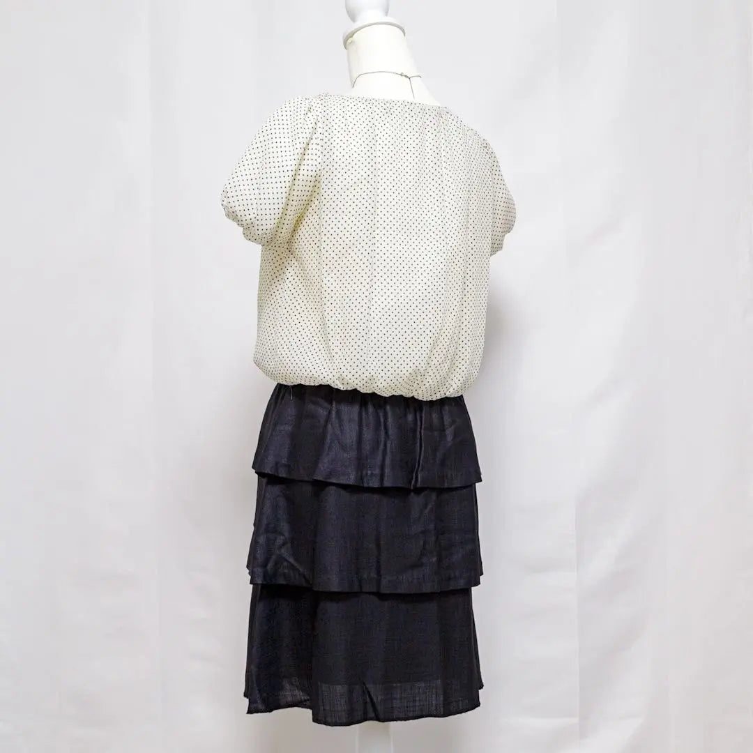 [Beautiful goods] Anatorier dot pattern tops teasydo one -piece boat neck M