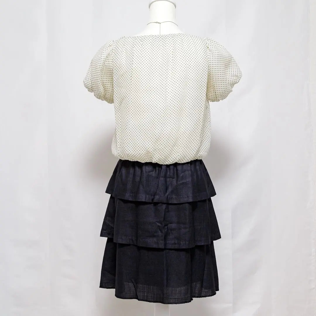 [Beautiful goods] Anatorier dot pattern tops teasydo one -piece boat neck M