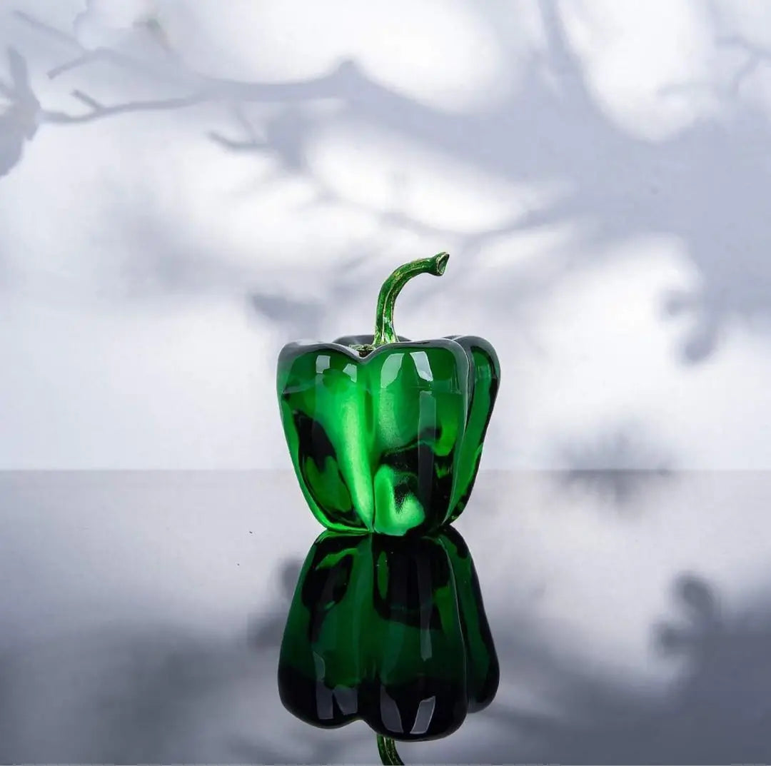 Artesanía de cristal de vidrio con forma de chile, decoración de interiores para cocina, color verde