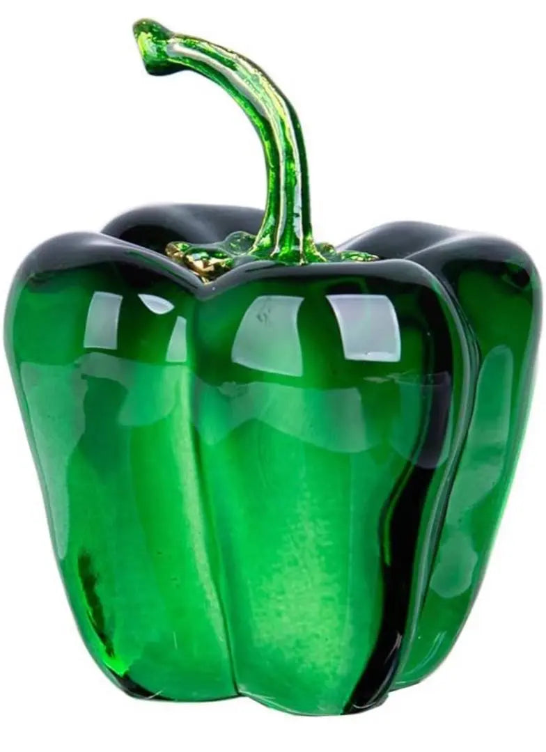 Artesanía de cristal de vidrio con forma de chile, decoración de interiores para cocina, color verde