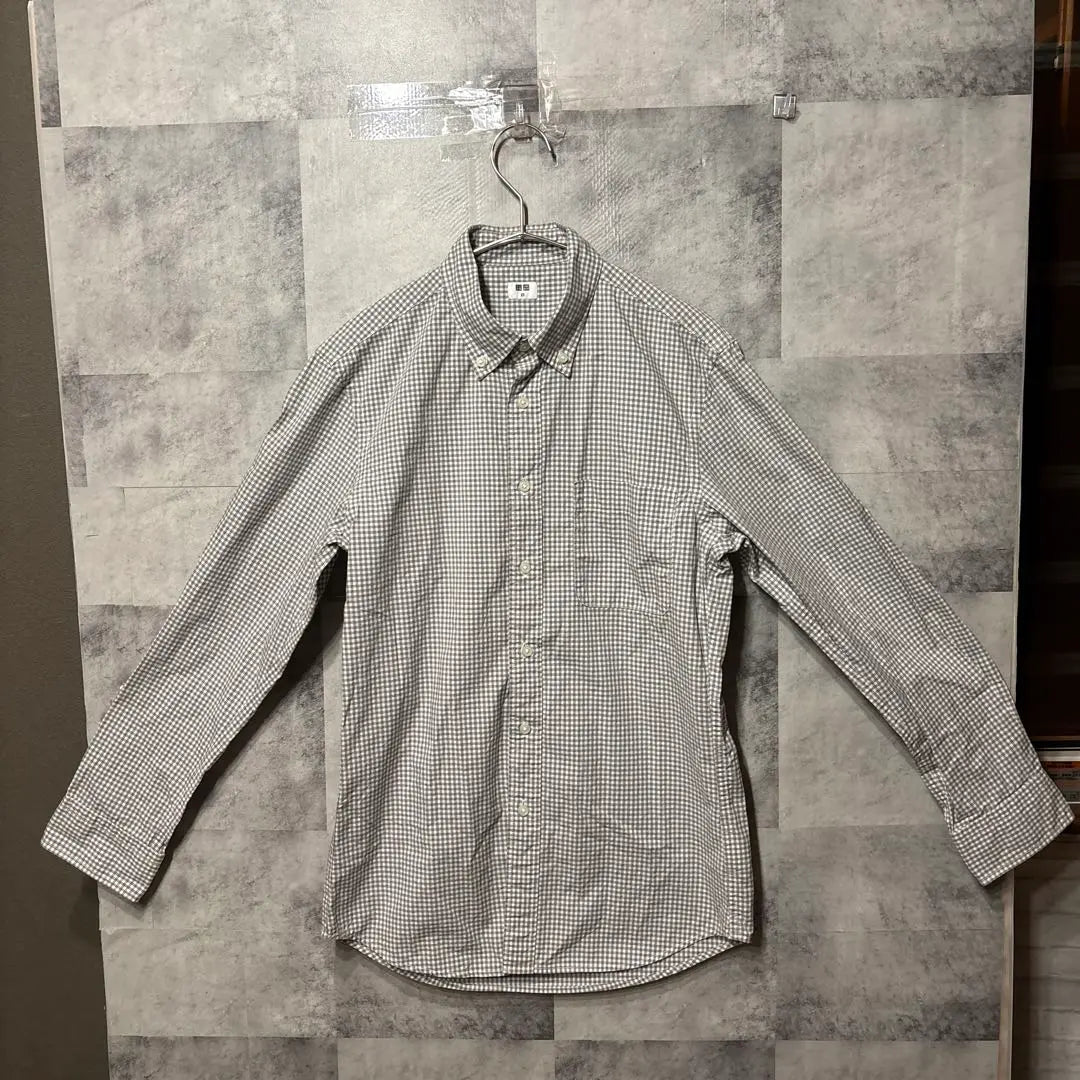 [UNIQLO] Uniqlo Check Pattern Cotton Long Sleeve Shirt Gray