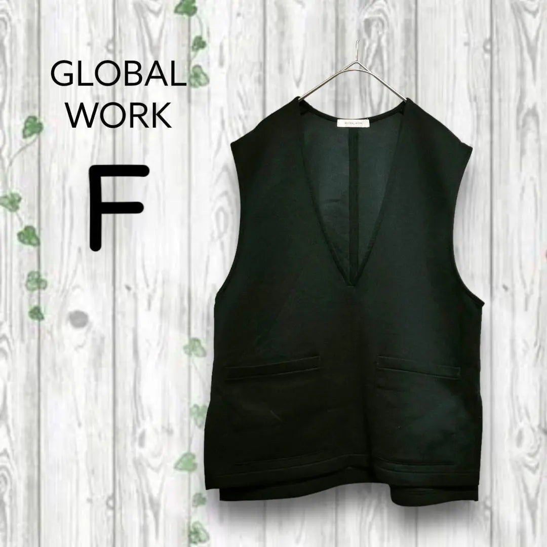 Global Work Deep V Neck Vest Gilet Stretch Punch Material Soft Black F