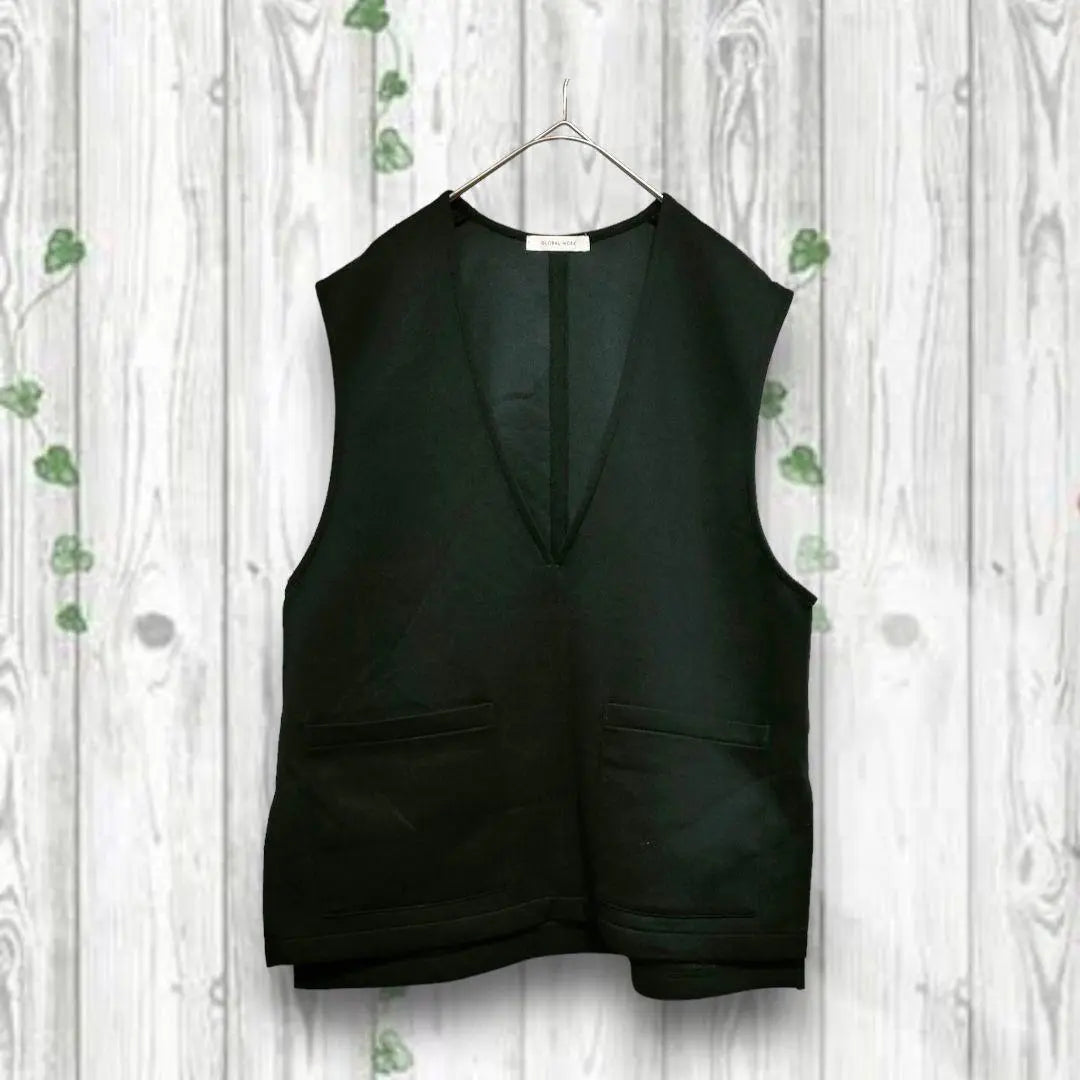 Global Work Deep V Neck Vest Gilet Stretch Punch Material Soft Black F