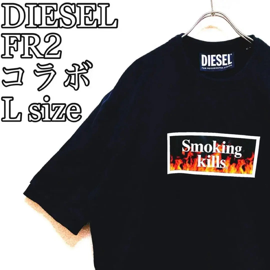 [Hard to get] FR2 DIESEL Popular collaboration Double-sided logo Rare L Short-sleeved sweatshirt