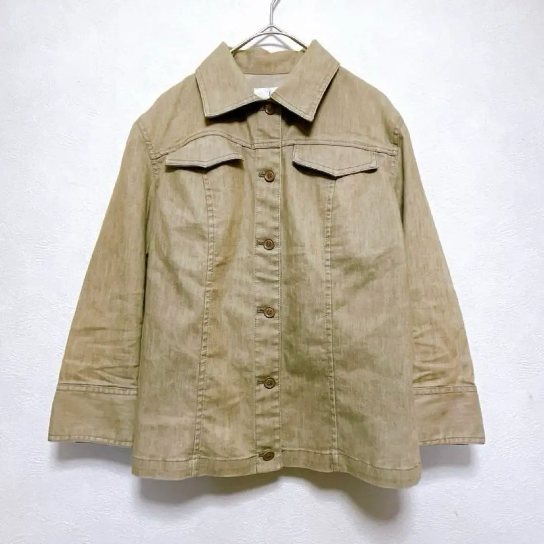 Suite [M] Denim Jacket Cotton Linen Mixed Haiki Spring Spring Outerwear Beautiful | 組曲【M】デニムジャケット コットンリネン混 羽織り 春 薄手 アウター 綺麗め