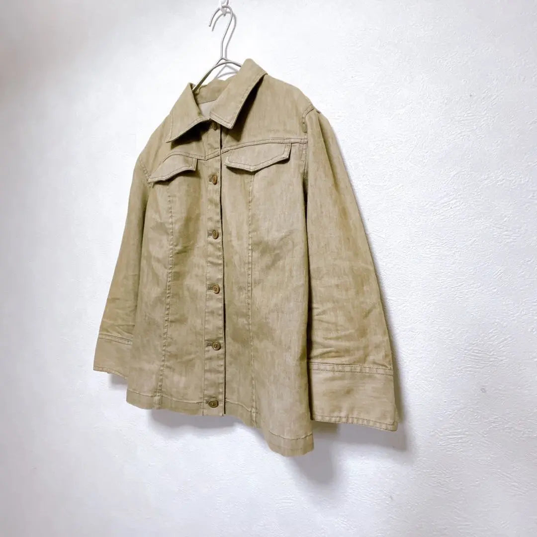 Suite [M] Denim Jacket Cotton Linen Mixed Haiki Spring Spring Outerwear Beautiful | 組曲【M】デニムジャケット コットンリネン混 羽織り 春 薄手 アウター 綺麗め