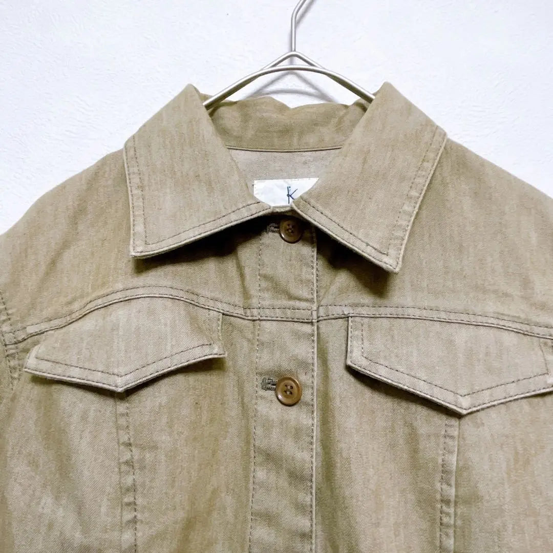 Suite [M] Denim Jacket Cotton Linen Mixed Haiki Spring Spring Outerwear Beautiful | 組曲【M】デニムジャケット コットンリネン混 羽織り 春 薄手 アウター 綺麗め