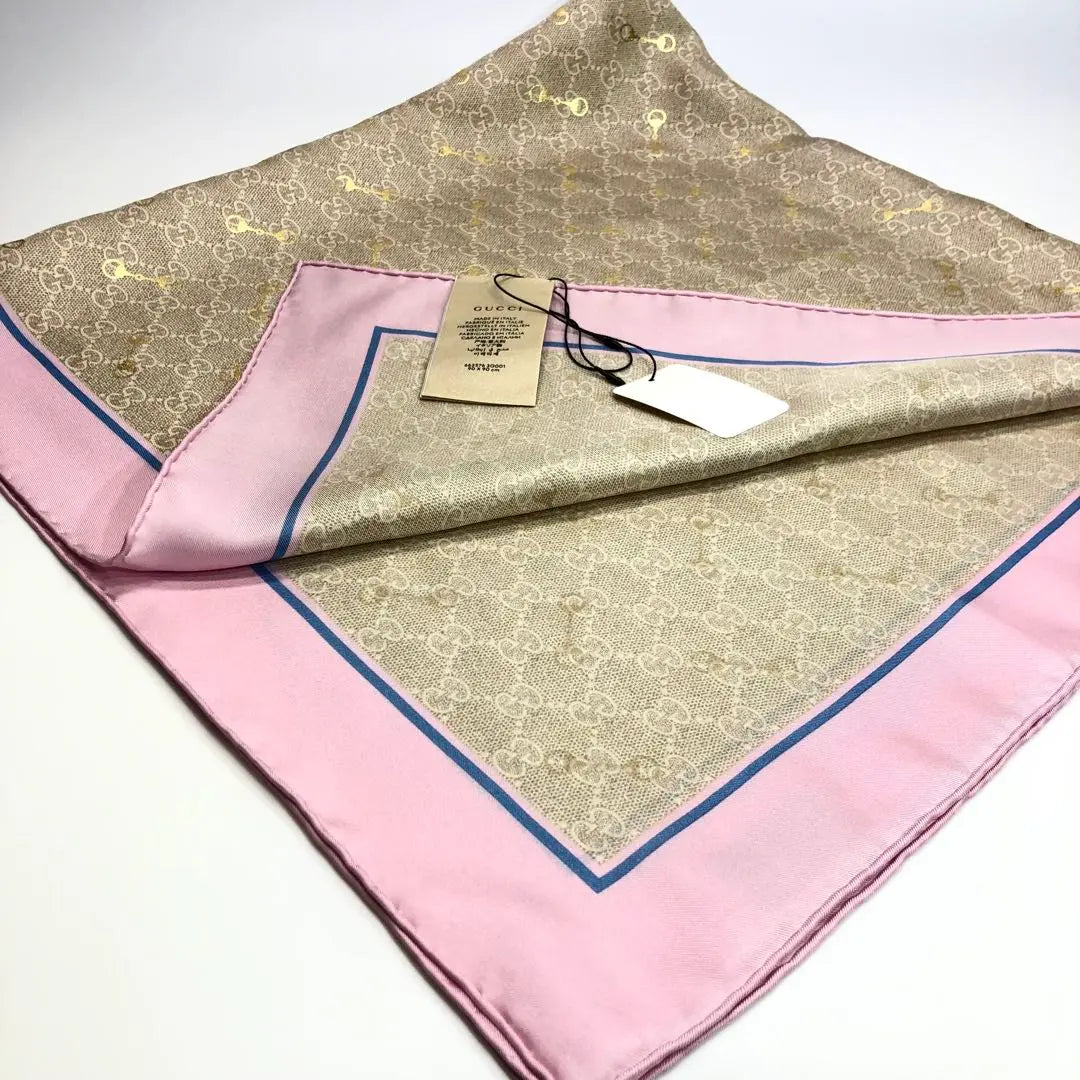 Unused ✨Gucci GG Print Horsebit Silk Scarf Rose Pink