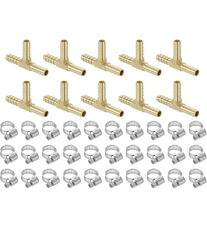 ✨10 pcs Brass Hose Barb Fitting Hose Clamp 30 pcs Water Fuel Air