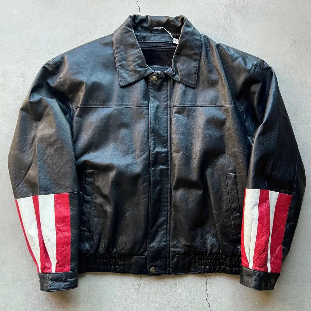 Diamond Plate Leather Jacket Stadium Jacket USA Eagle