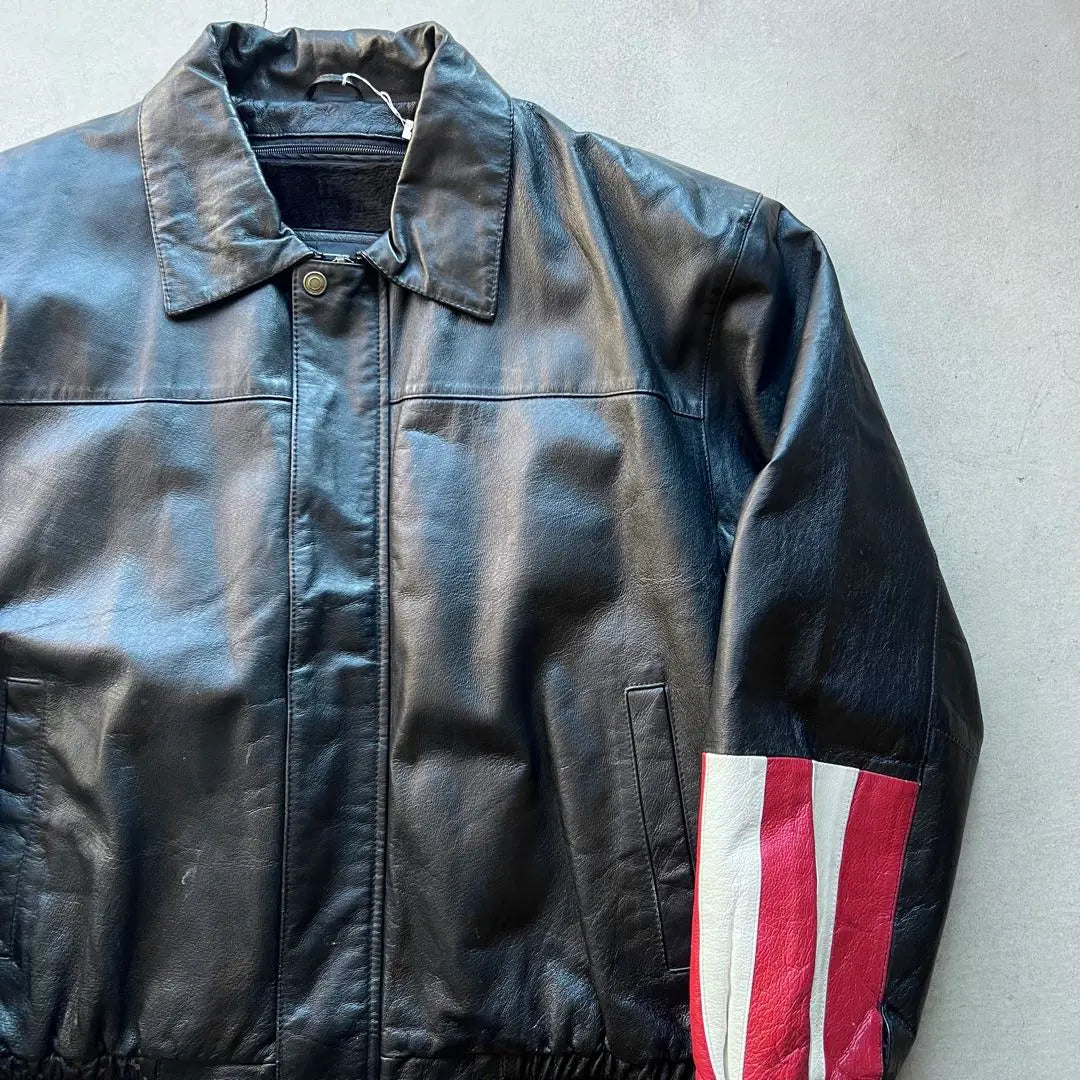 Diamond Plate Leather Jacket Stadium Jacket USA Eagle