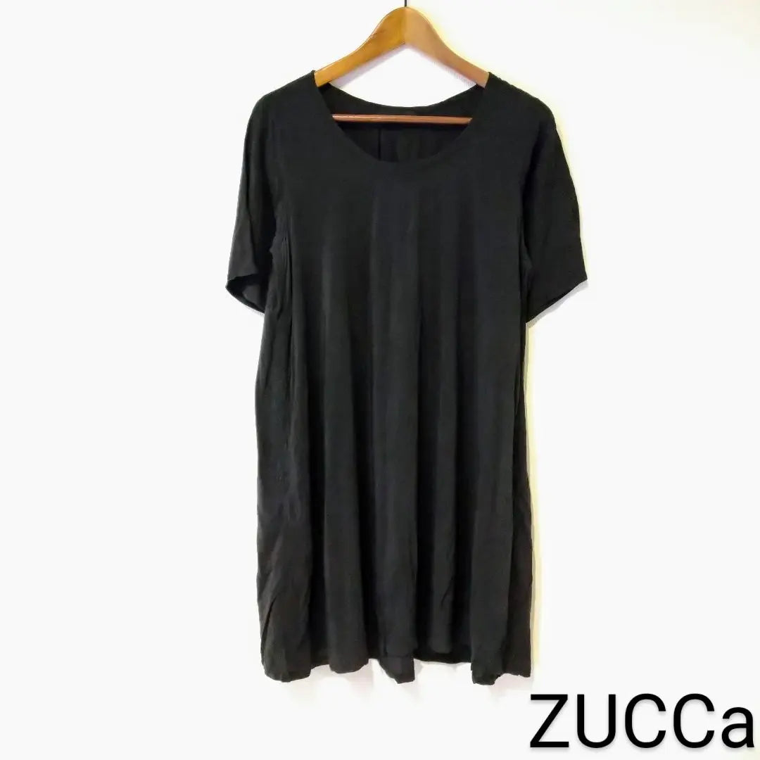 ZUCCa Dress Short Sleeve Black Simple Plain M Anonymous Shipping