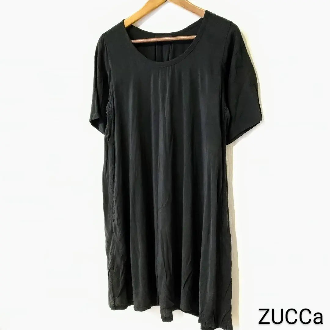 ZUCCa Dress Short Sleeve Black Simple Plain M Anonymous Shipping