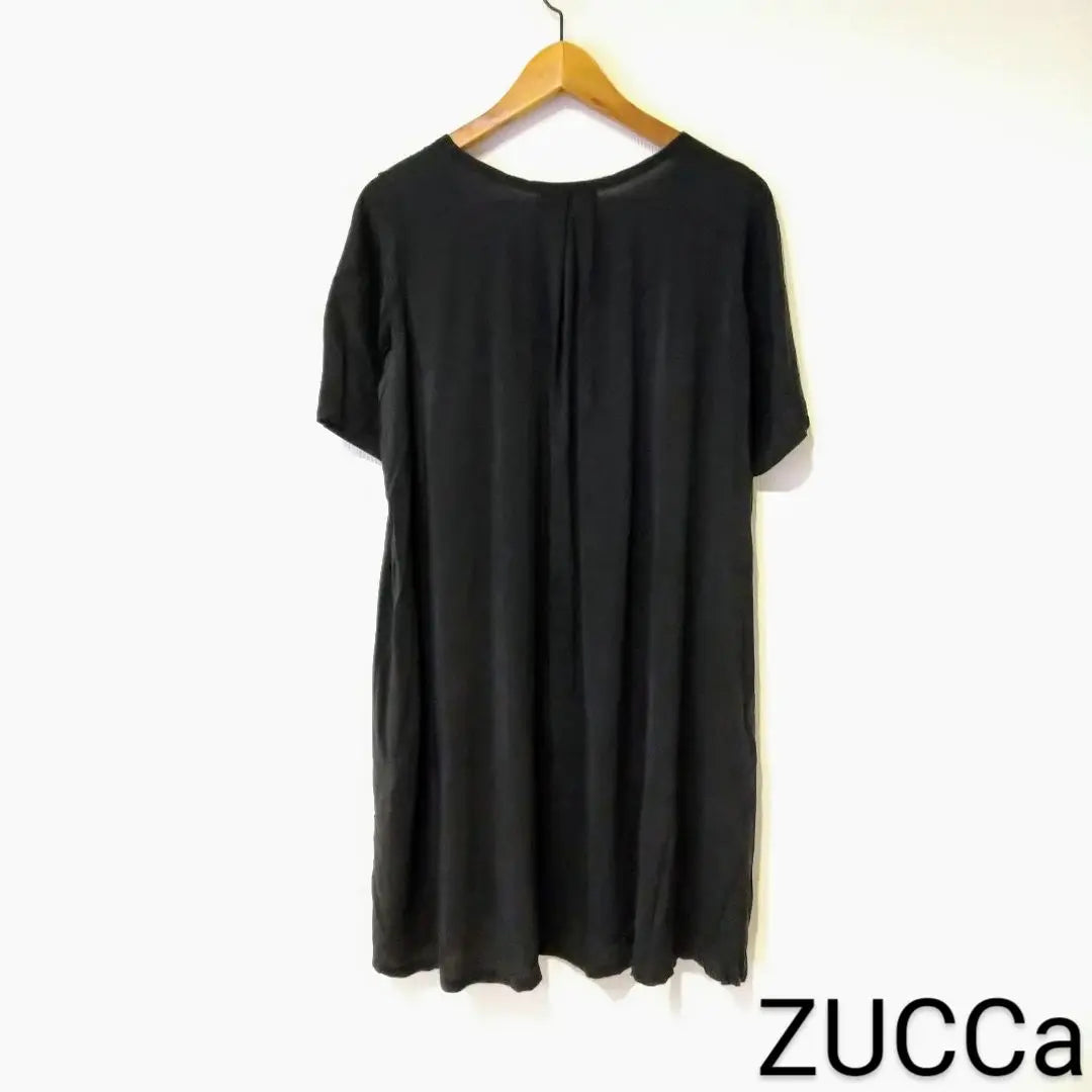 ZUCCa Dress Short Sleeve Black Simple Plain M Anonymous Shipping