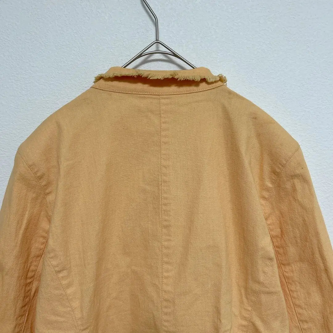 [With-it] Linen blend fringe denim jacket G-jacket Spring/Summer Orange