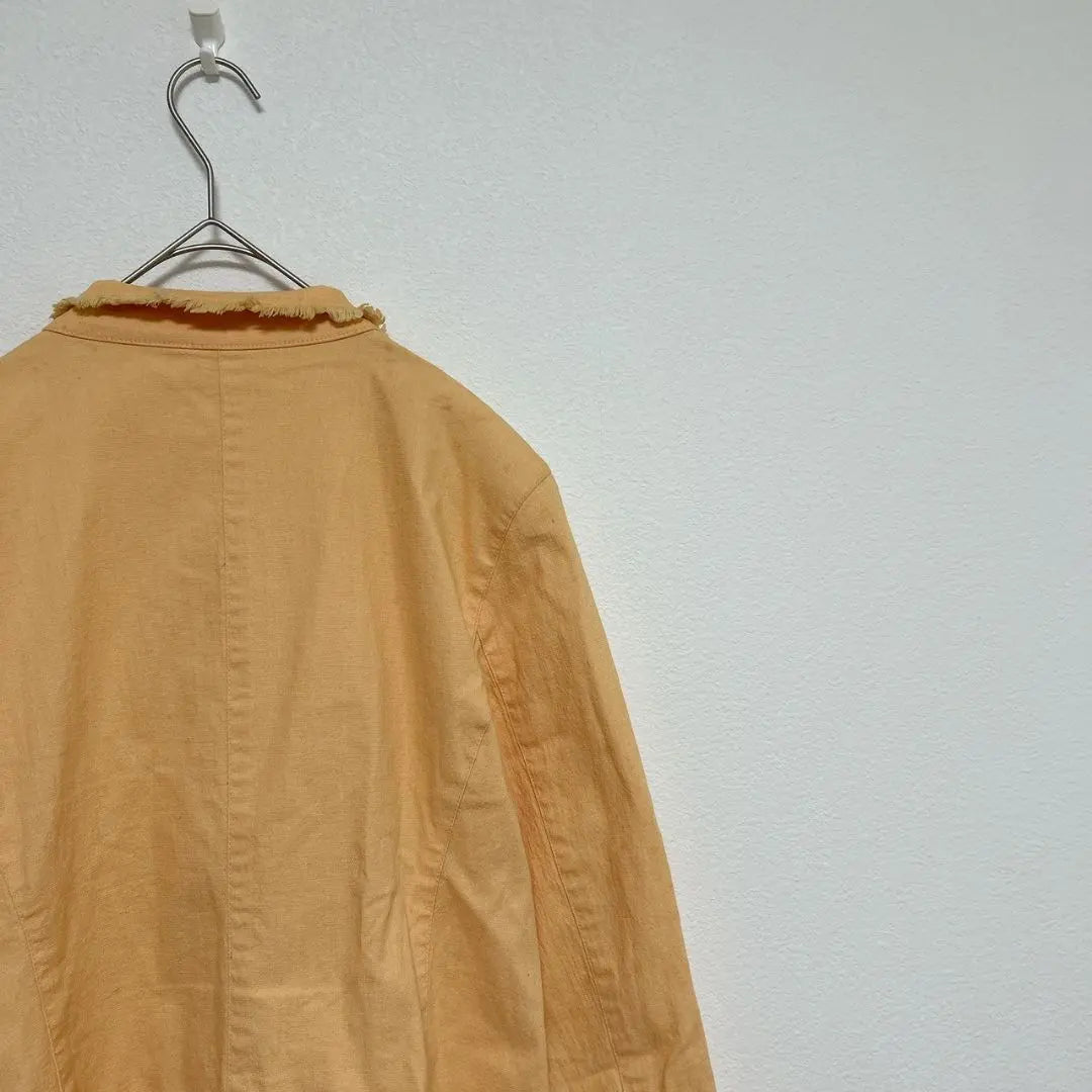 [With-it] Linen blend fringe denim jacket G-jacket Spring/Summer Orange