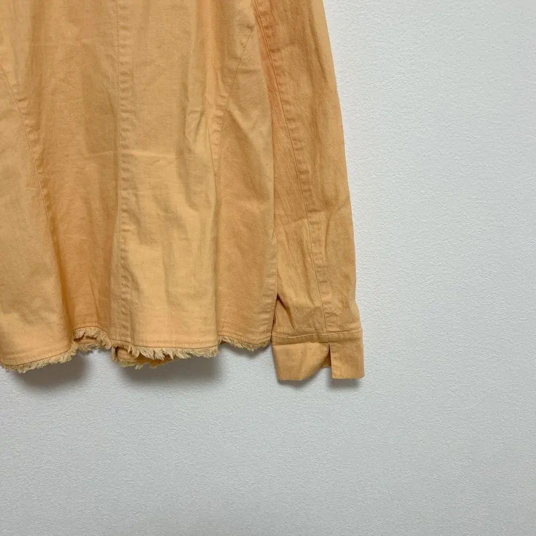 [With-it] Linen blend fringe denim jacket G-jacket Spring/Summer Orange