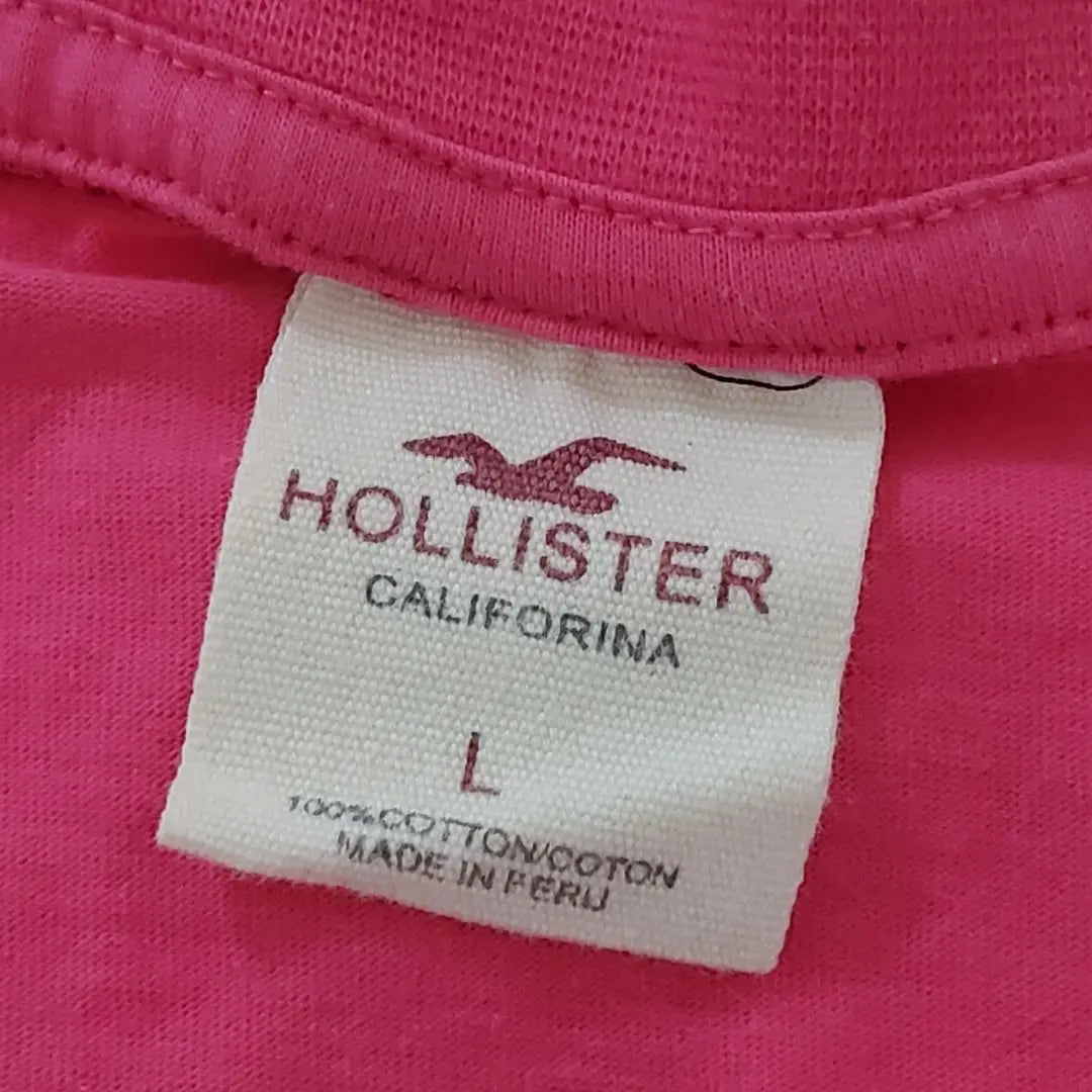 HOLLISTER Pink T-shirt Beautiful condition Logo V-neck Cut and sew