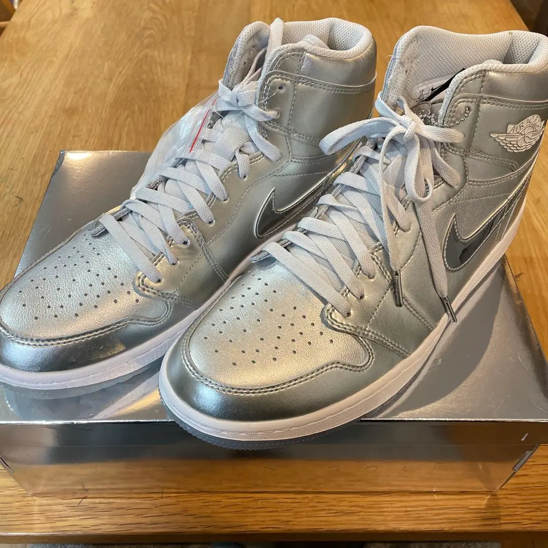 [New] Nike Air Jordan 1 High Cut Golf Shoes 30cm Silver