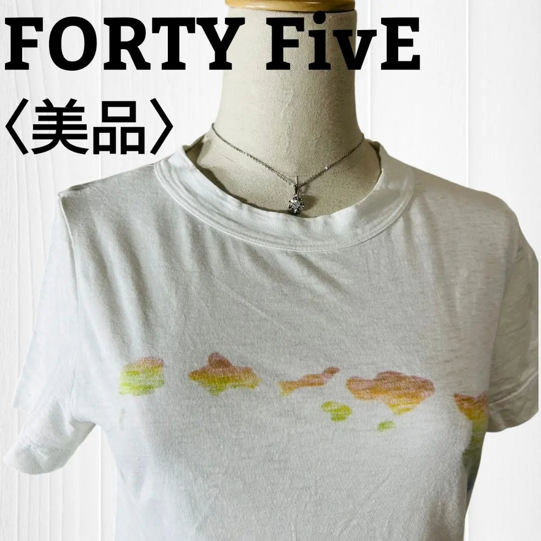 [Good condition] FORTY FivE Colorful Patterned White Short Sleeve T-shirt