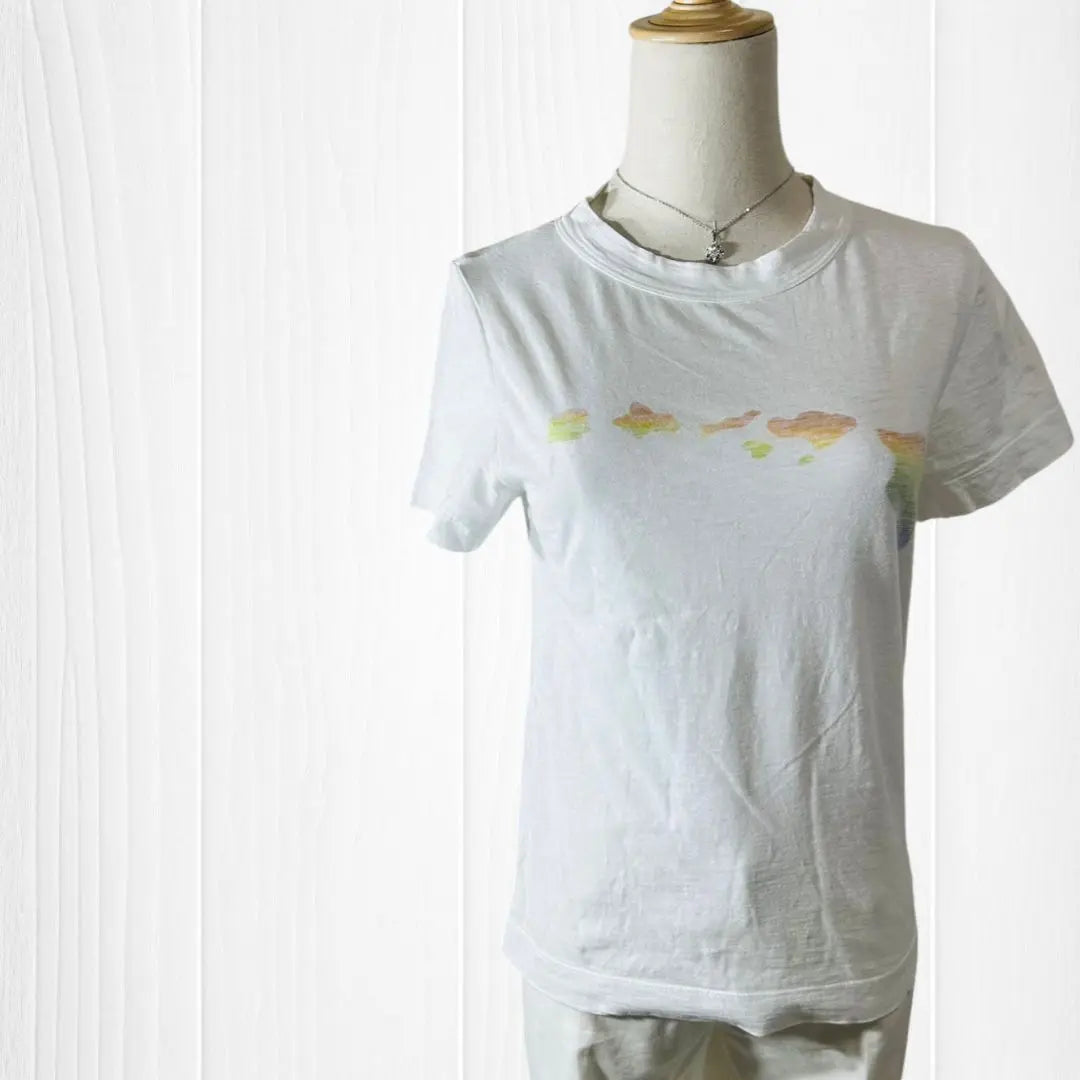 [Good condition] FORTY FivE Colorful Patterned White Short Sleeve T-shirt